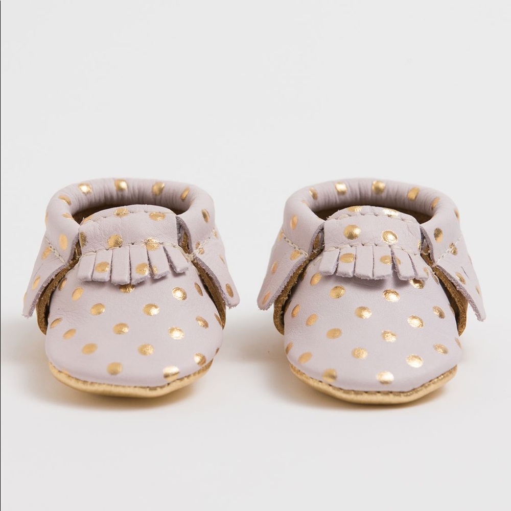 Freshly Picked Pink/Gold Leather Moccasins Size 2